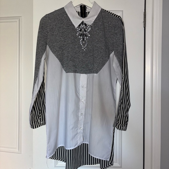 Collared Layered Sweater blouse Top - Picture 3 of 10